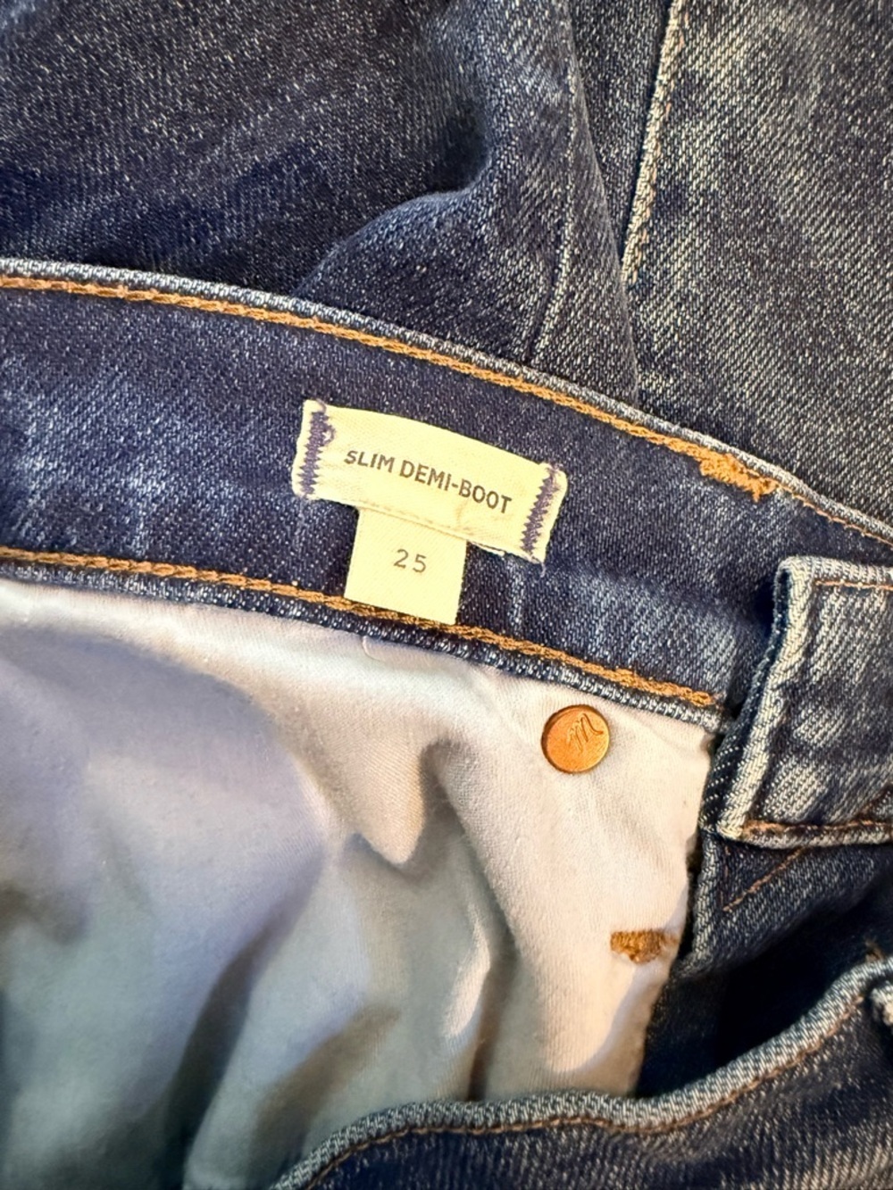 Madewell Slim Demi-Boot Jeans Size 25 Dark Wash High Rise Crop - Picture 11 of 12